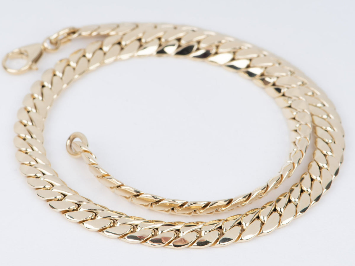 14K Gold 7.4mm Wide Miami Cuban Chain Necklace 16" 12.6g R4638 Aurora Designer