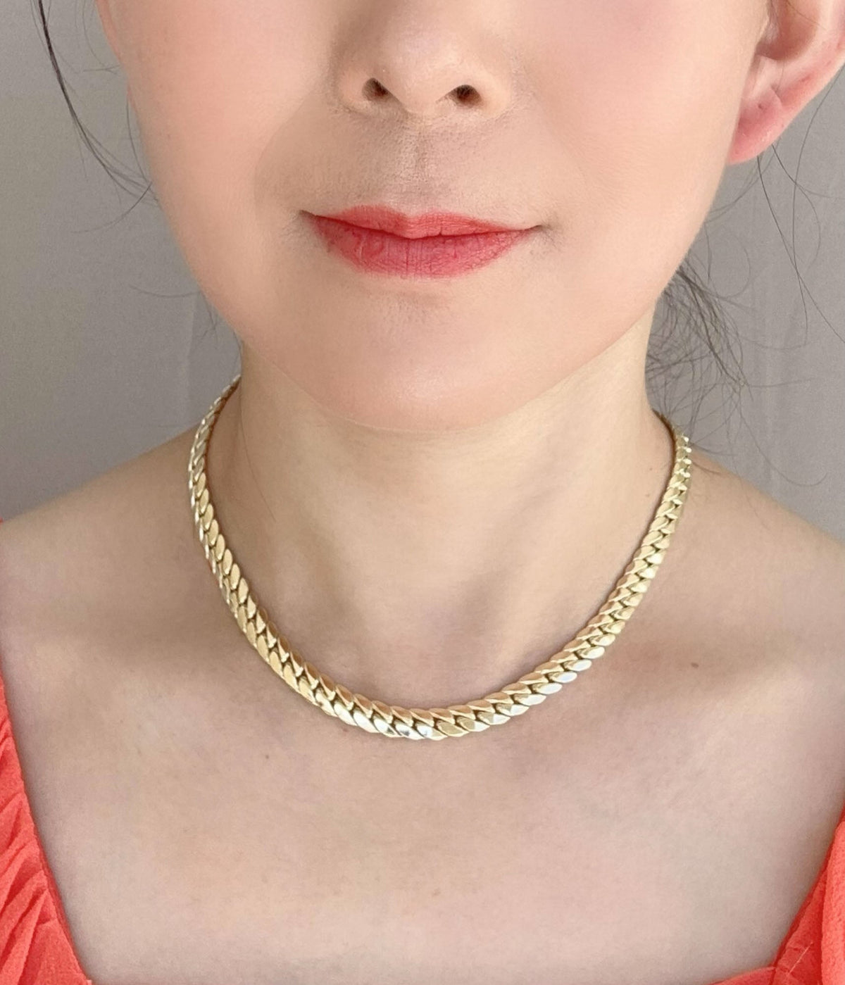 14K Gold 7.4mm Wide Miami Cuban Chain Necklace 16" 12.6g R4638 Aurora Designer