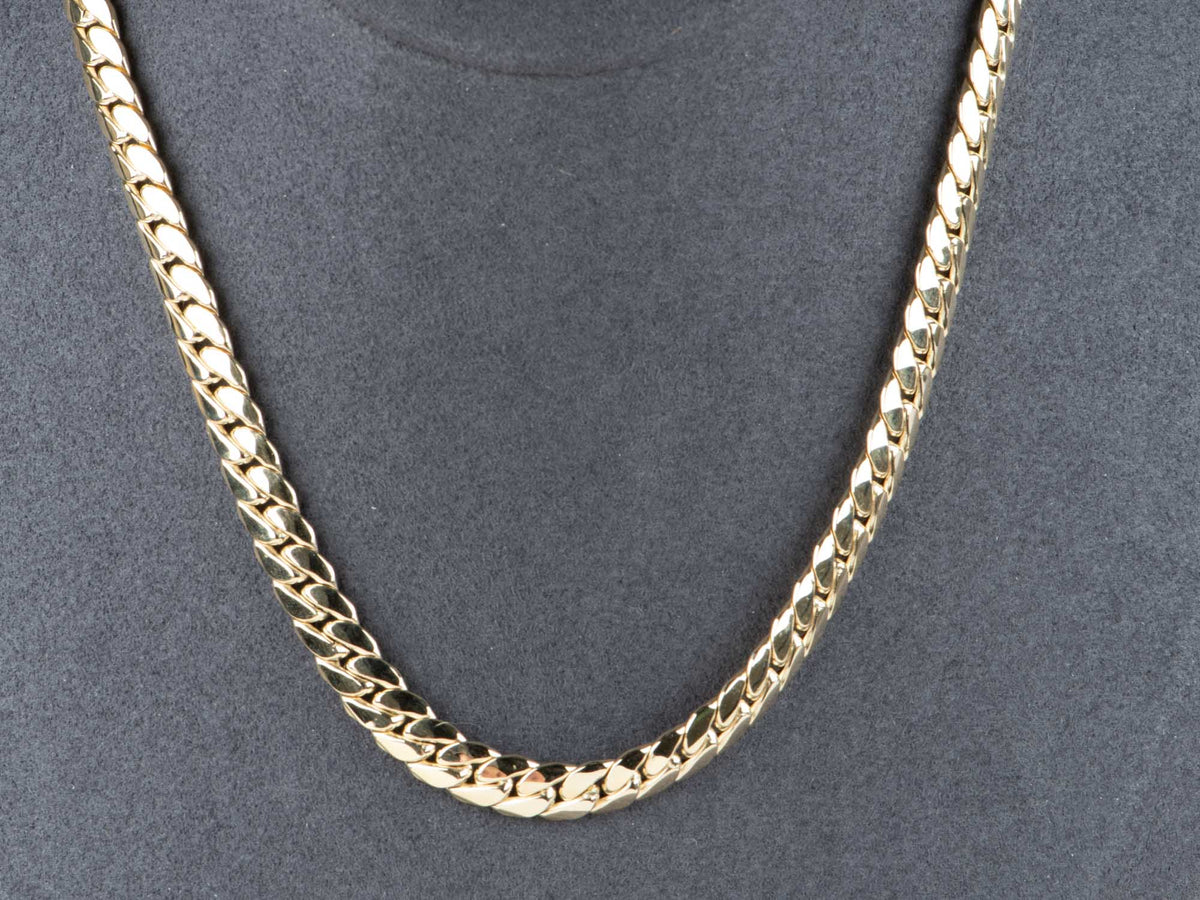 14K Gold 7.4mm Wide Miami Cuban Chain Necklace 16" 12.6g R4638 Aurora Designer
