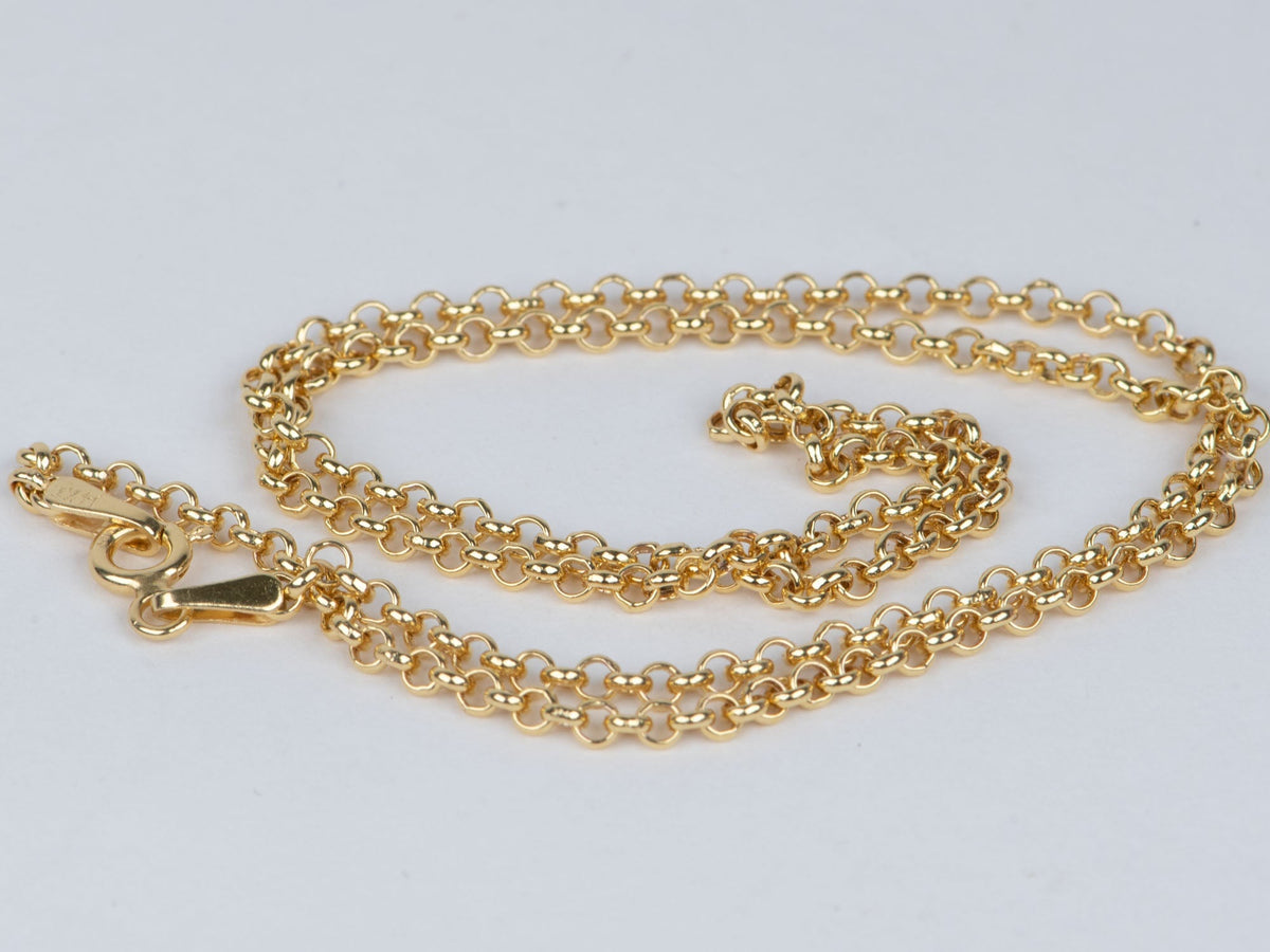 14K Gold 2.3mm Smooth Rolo Chain Necklace 16" 2.32g R4639 Aurora Designer