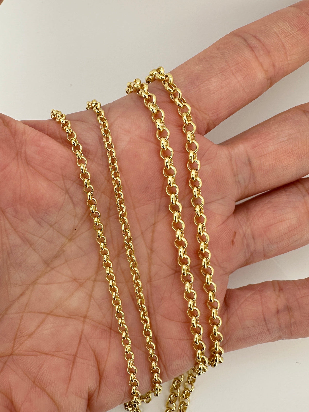 14K Gold 2.3mm Rolo Belcher Chain Necklace R4639 Aurora Designer