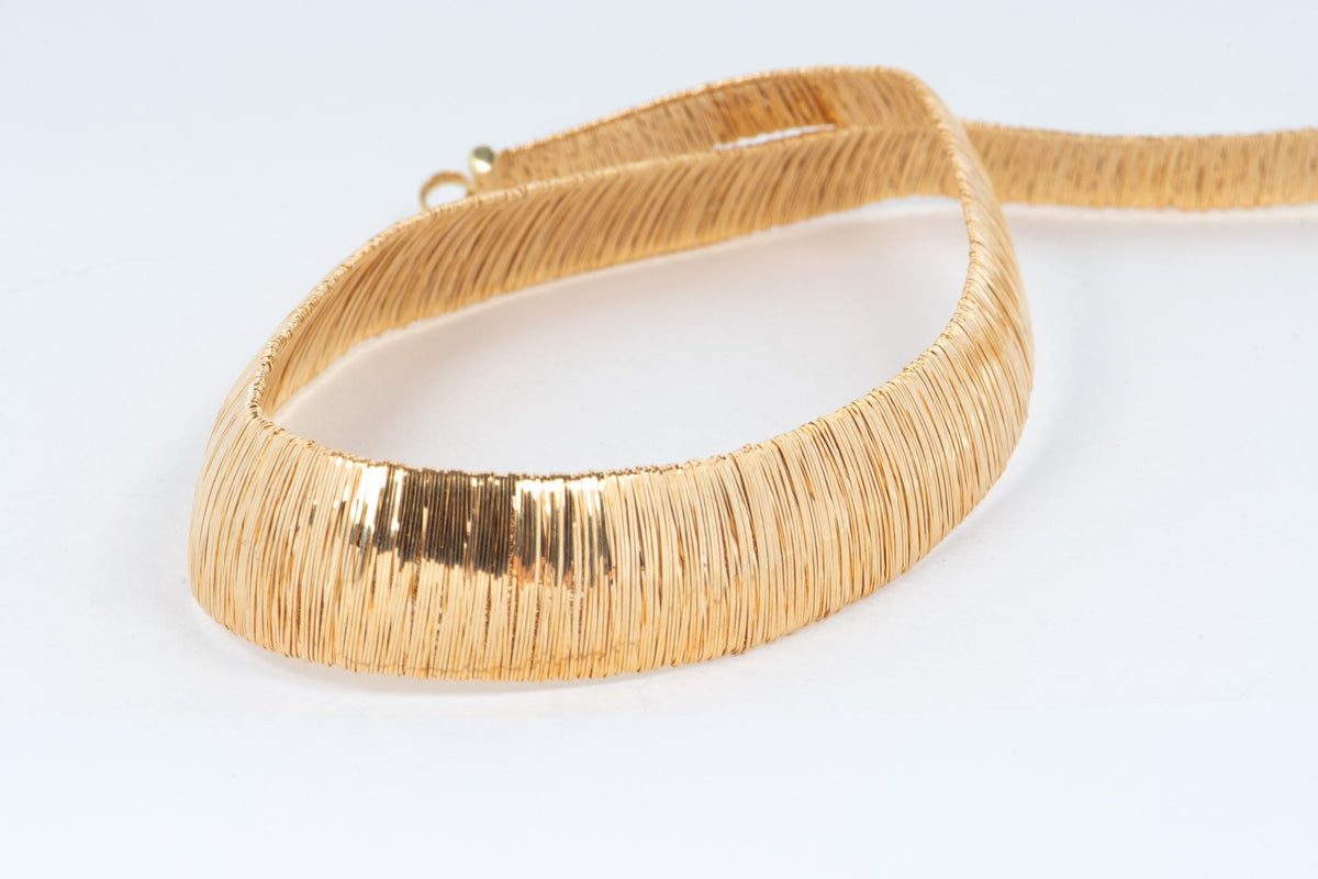 18K Gold Modern Cleopatra Wide Woven Necklace 43.9g R4640 Aurora Designer