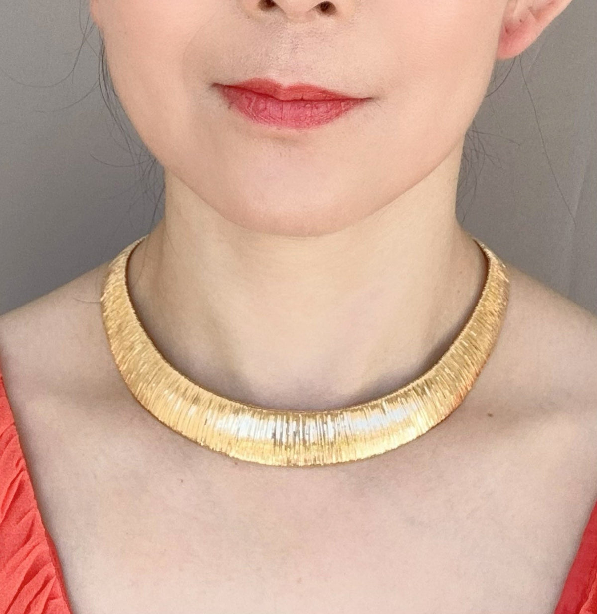 18K Gold Modern Cleopatra Wide Woven Necklace 43.9g R4640 Aurora Designer