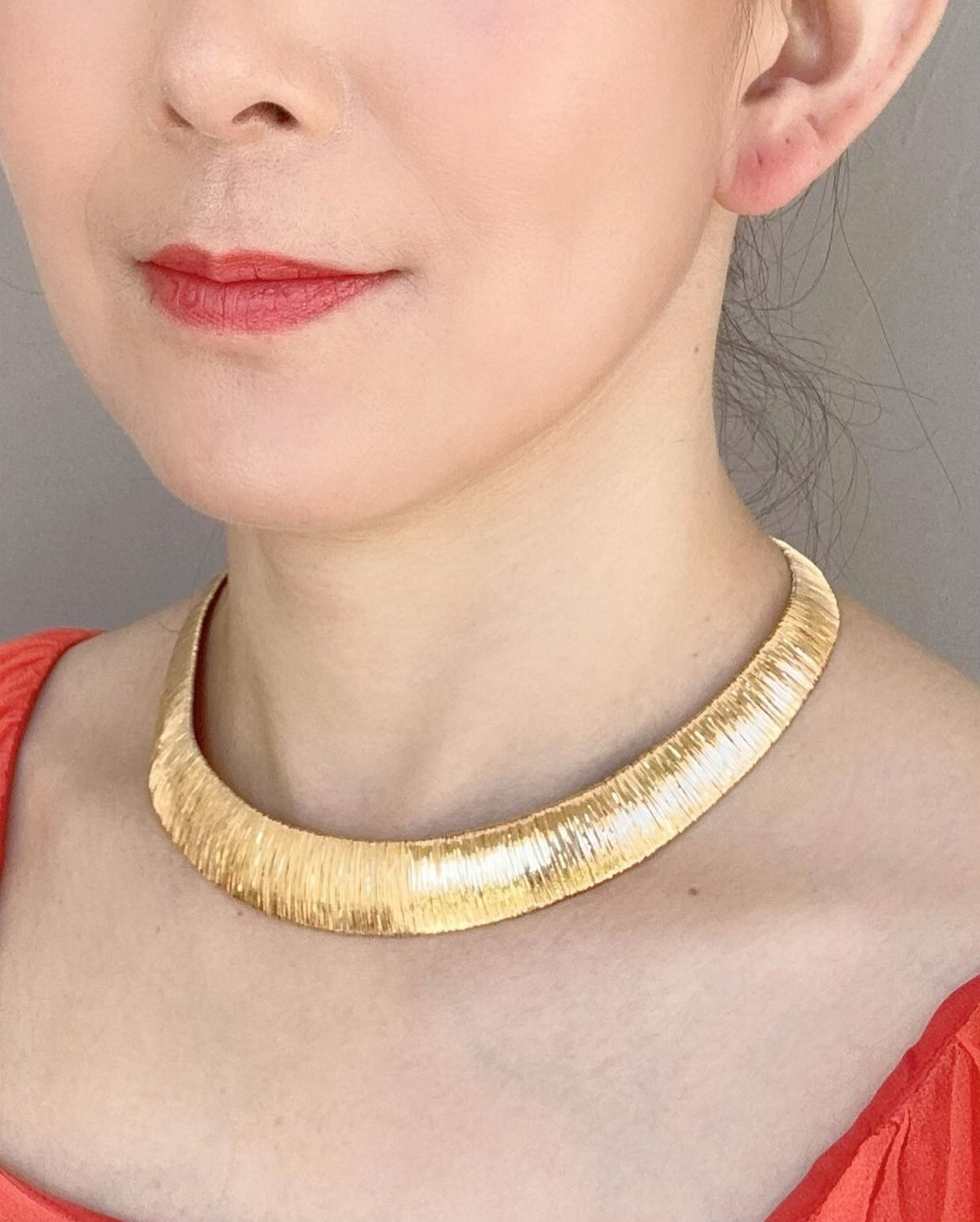 18K Gold Modern Cleopatra Wide Woven Necklace 43.9g R4640 Aurora Designer