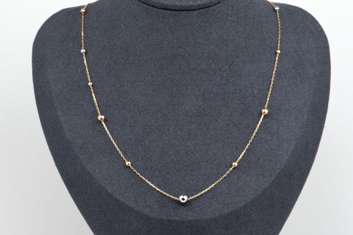 18K Gold Necklace with Tri-Color Movable Beads R4641 Aurora Designer