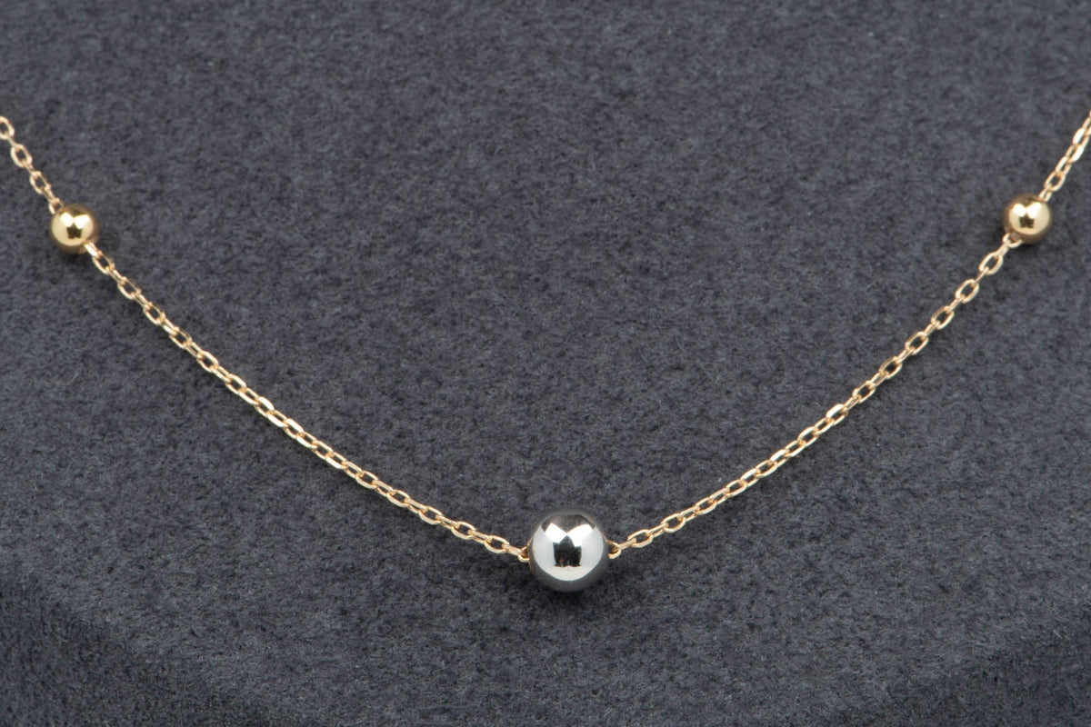 18K Gold Necklace with Tri-Color Movable Beads R4641 Aurora Designer