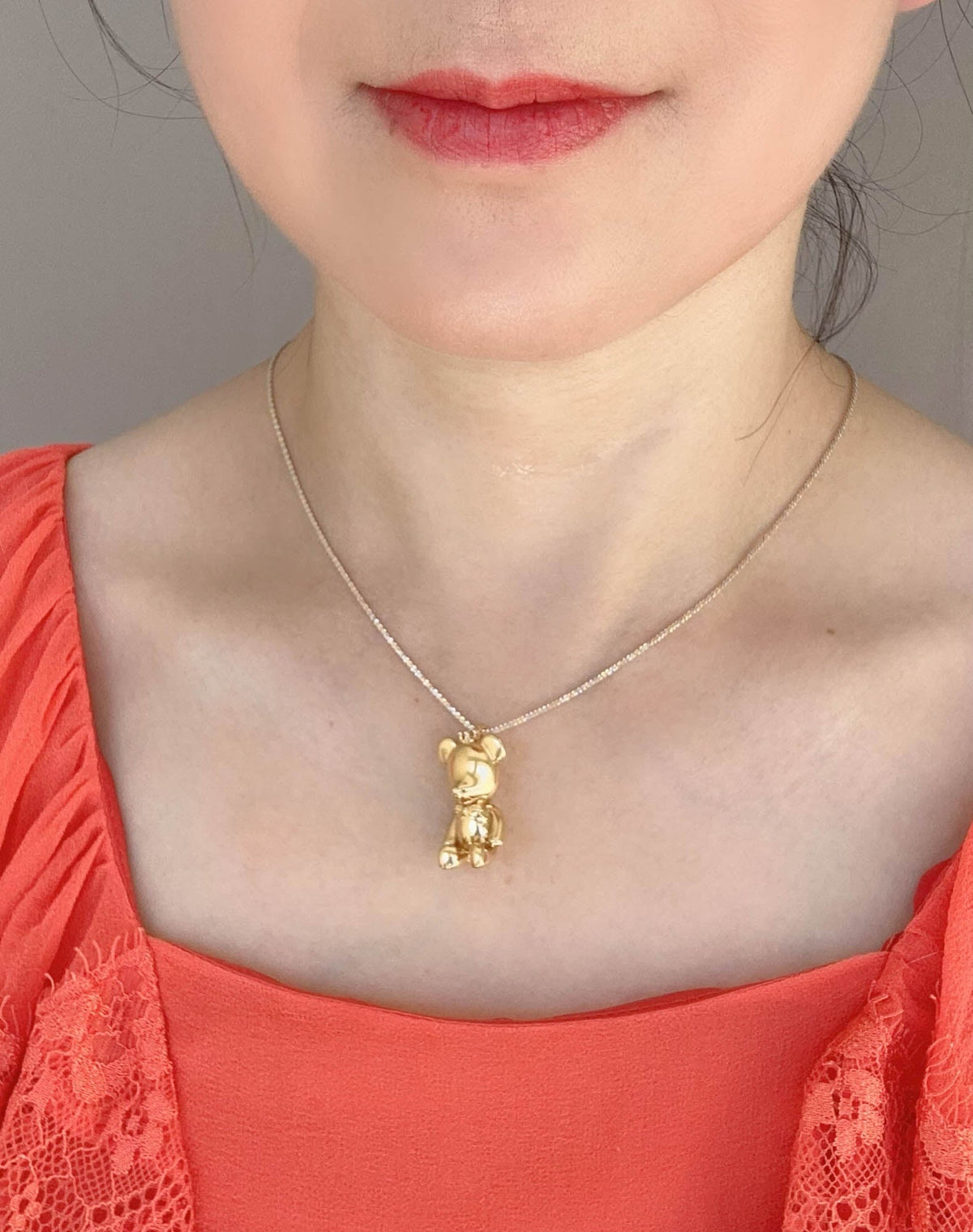 Large 18K Gold Teddy Bear with Crown Pendant R4643 Aurora Designer