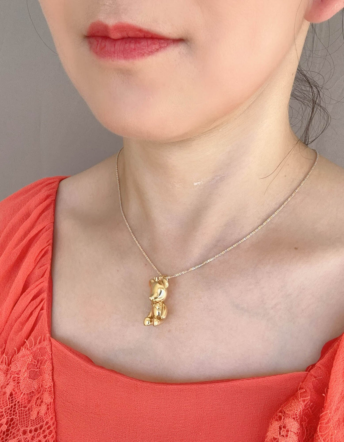 Large 18K Gold Teddy Bear with Crown Pendant R4643 Aurora Designer