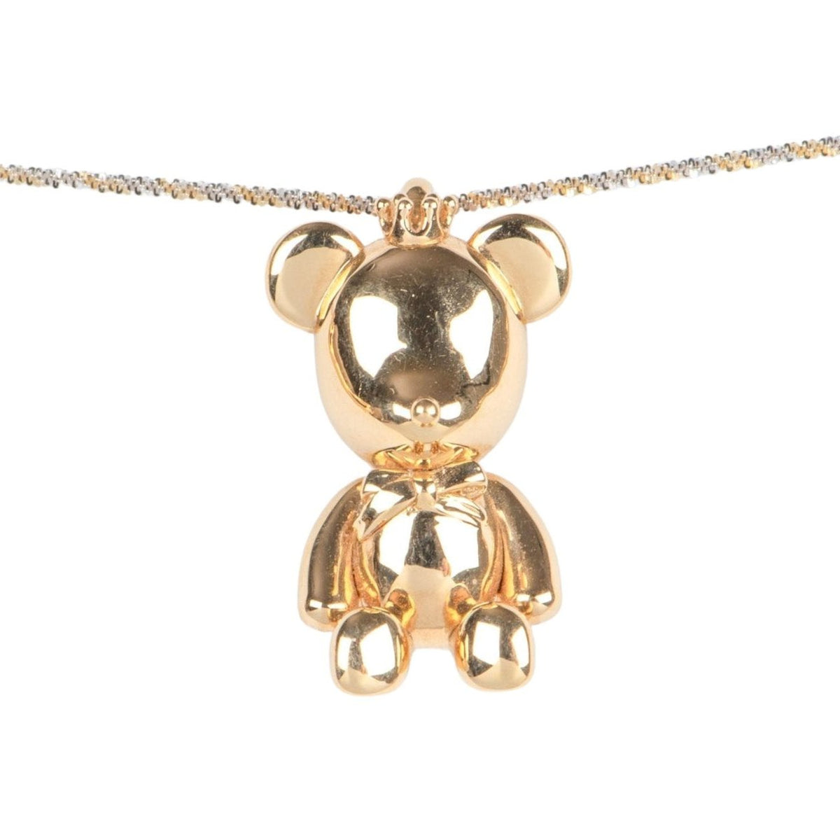 Large 18K Gold Teddy Bear with Crown Pendant R4643 Aurora Designer