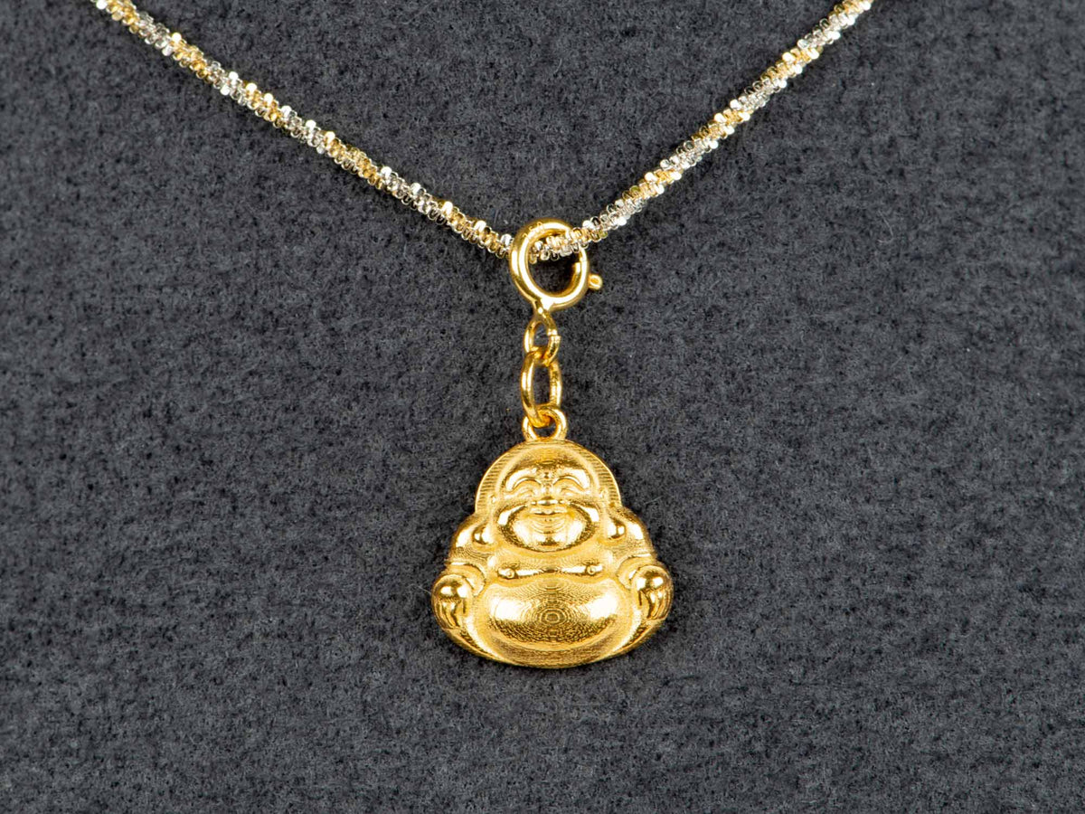 18K Gold Tiny Buddha Pendant Charm with Clip-On Bail R4646 Aurora Designer