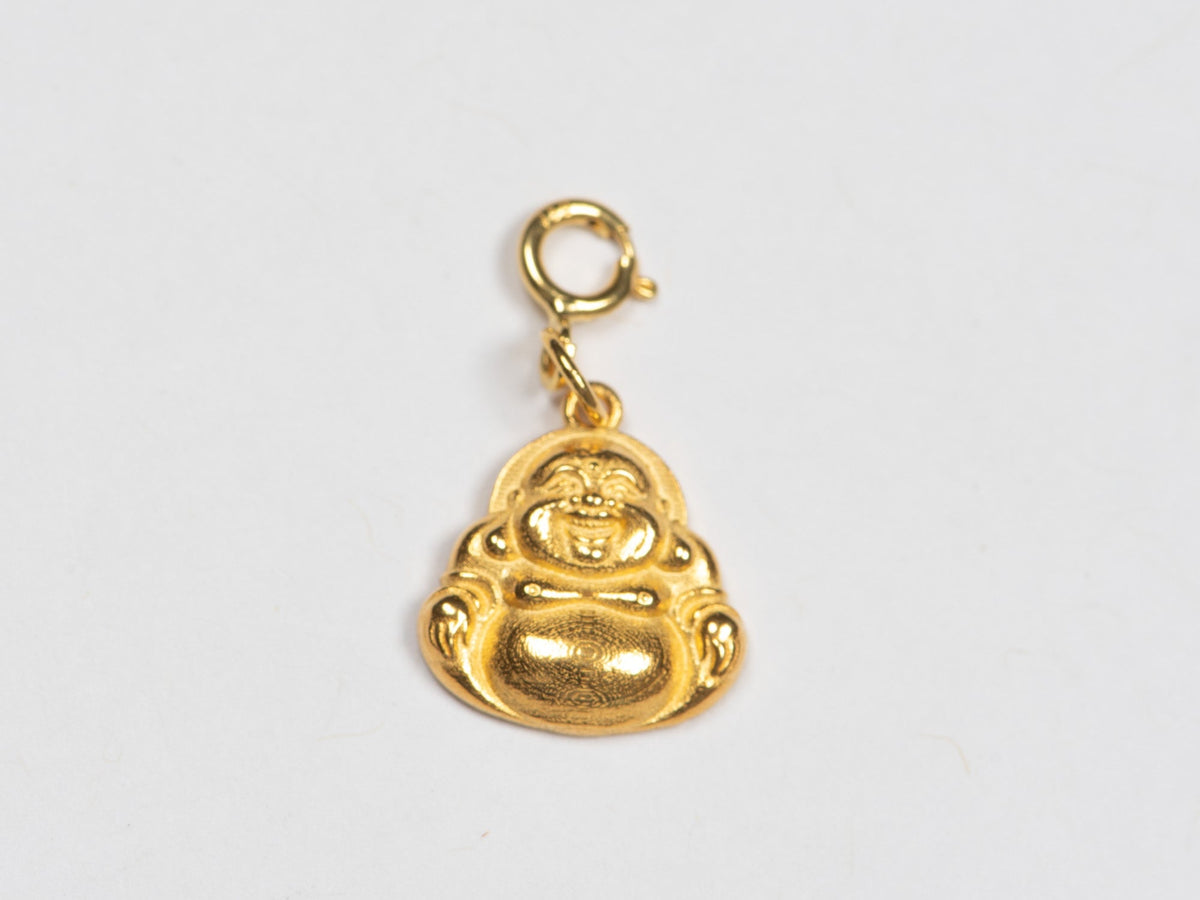 18K Gold Tiny Buddha Pendant Charm with Clip-On Bail R4646 Aurora Designer