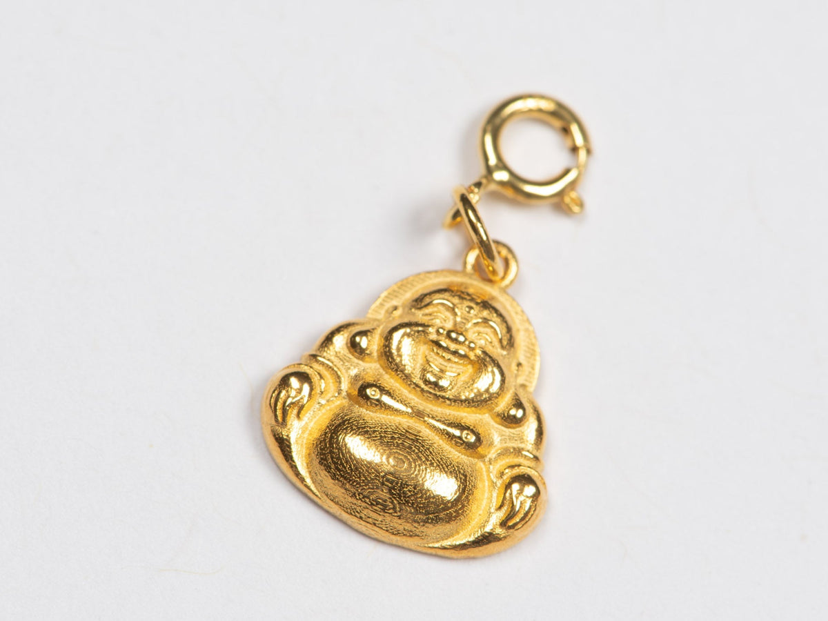 18K Gold Tiny Buddha Pendant Charm with Clip-On Bail R4646 Aurora Designer