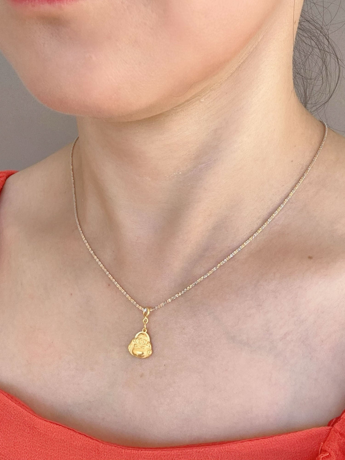 18K Gold Tiny Buddha Pendant Charm with Clip-On Bail R4646 Aurora Designer