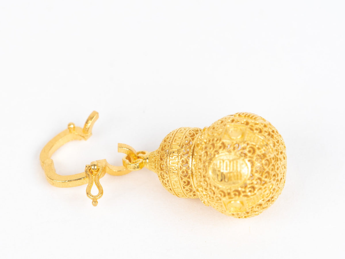 18K Gold Filigree Lucky Gourd Pendant Openable Keepsake R4647 Aurora Designer