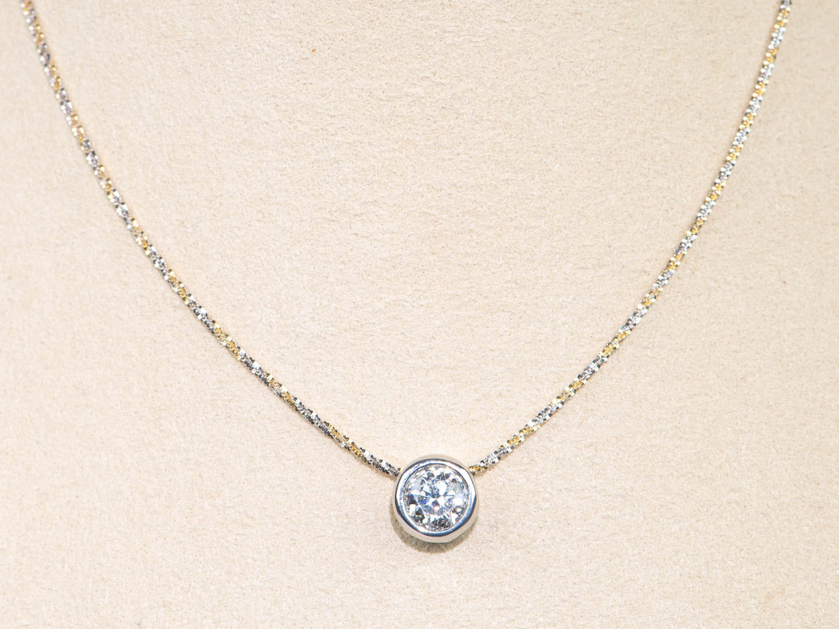 18K Gold Dual Tone Sparkle Chain Necklace 18" Fully Adjustable 2g+ R4654 Aurora Designer