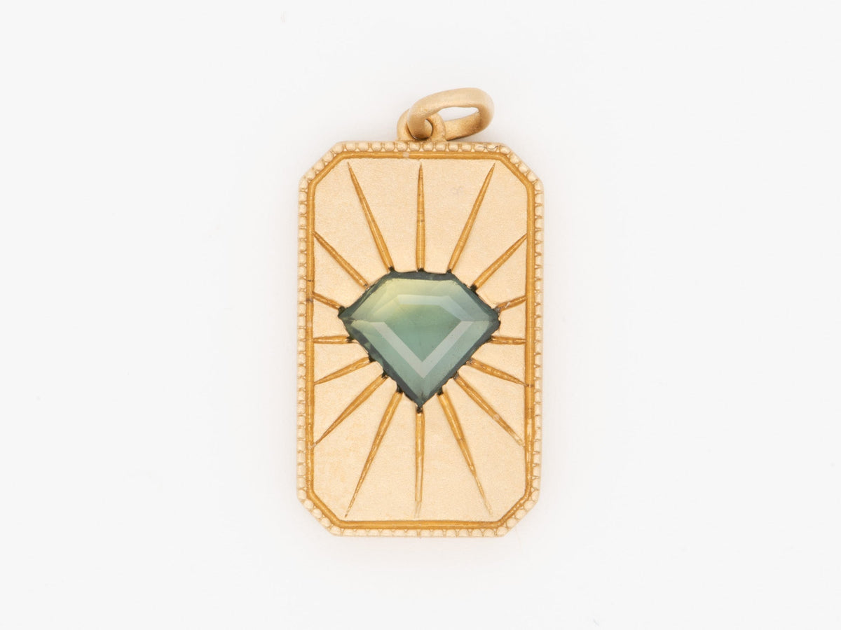 Teal Sapphire Rays Charm 14K Gold Pendant R4649 Aurora Designer