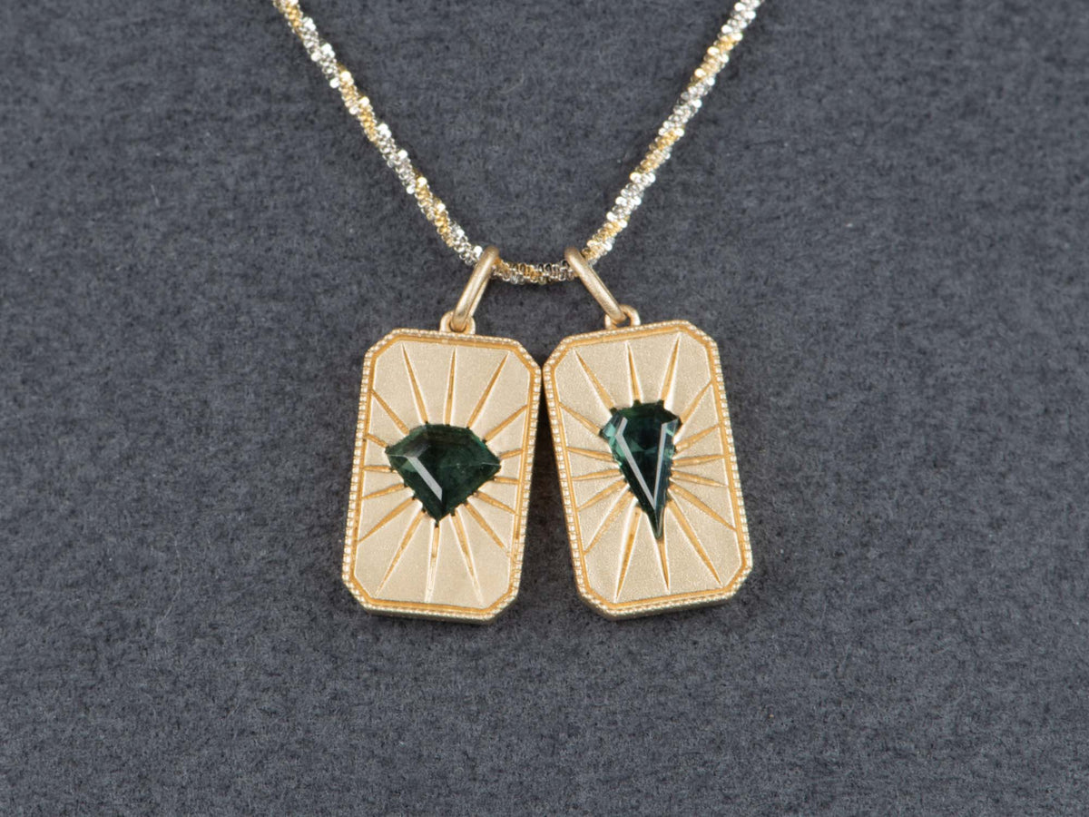 Teal Sapphire Rays Charm 14K Gold Pendant R4649 Aurora Designer