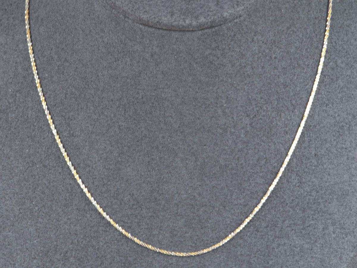 18K Gold Dual Tone Sparkle Chain Necklace 18" Fully Adjustable 2g+ R4654 Aurora Designer