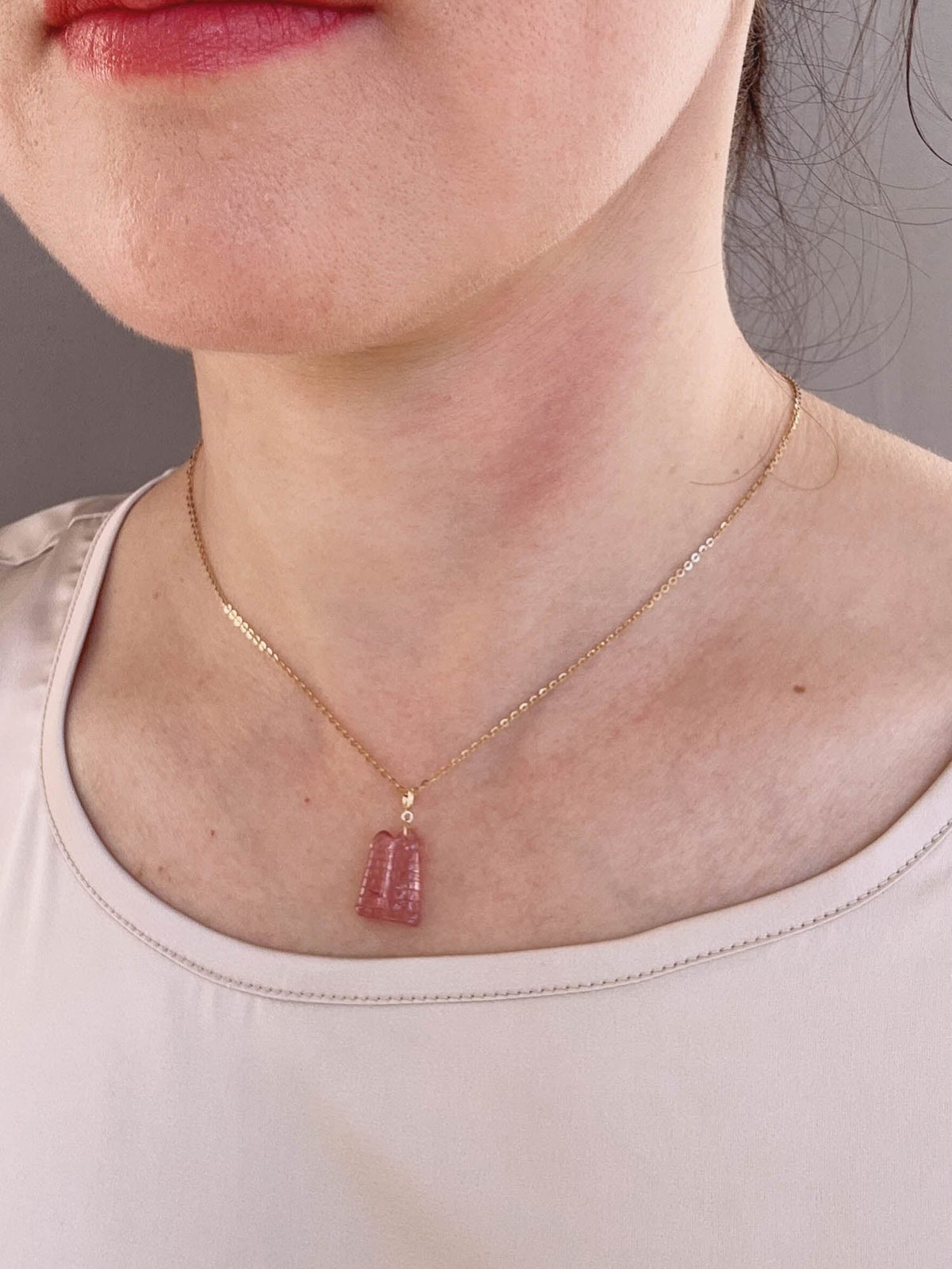 Tourmaline Castle Carving Pendant Charm with 18K Gold Bail R4659 Aurora Designer