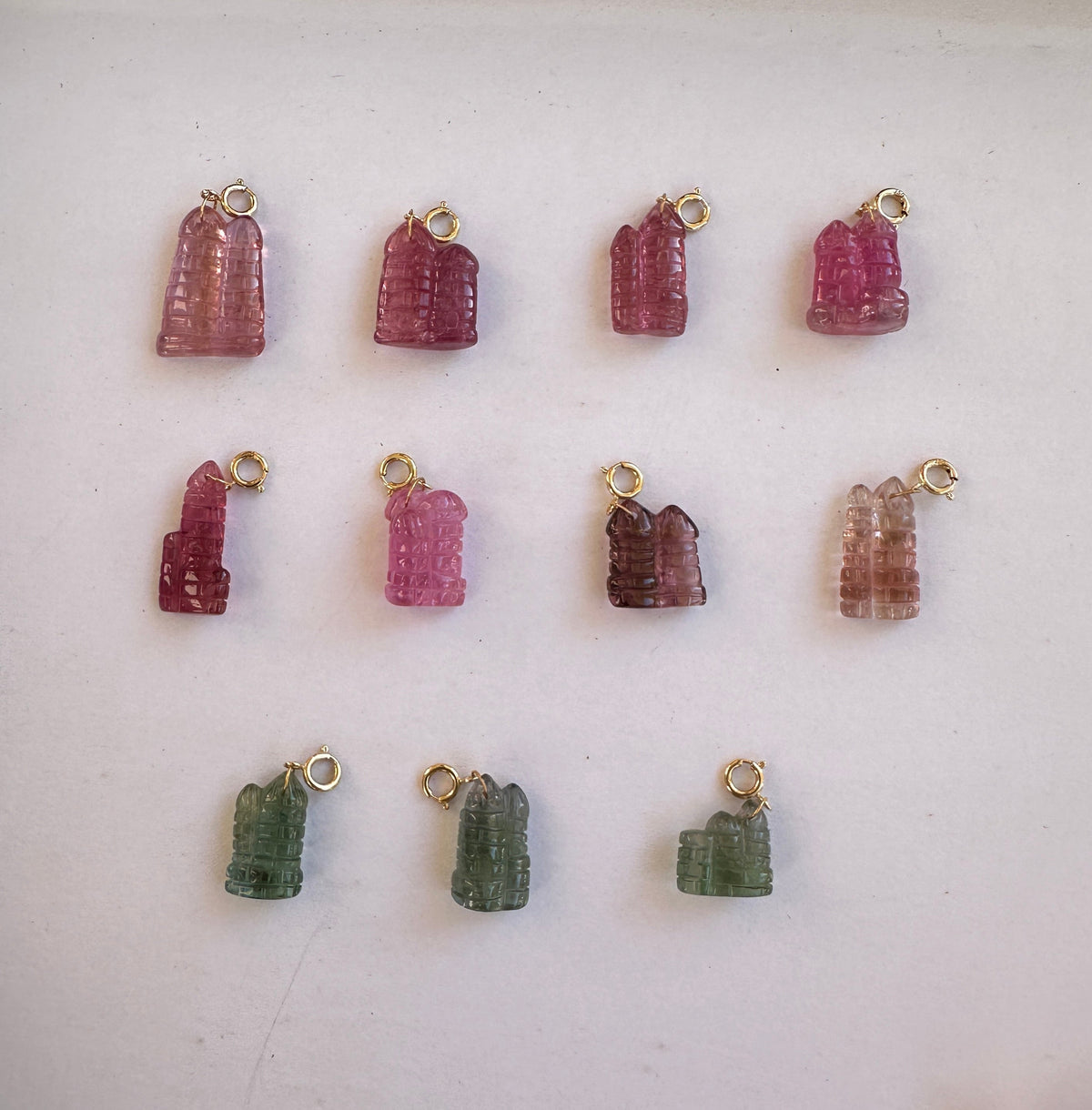 Tourmaline Castle Carving Pendant Charm with 18K Gold Bail R4659 Aurora Designer