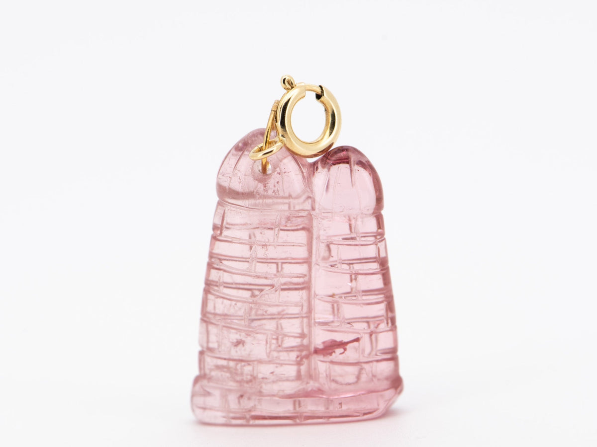 Tourmaline Castle Carving Pendant Charm with 18K Gold Bail R4659 Aurora Designer