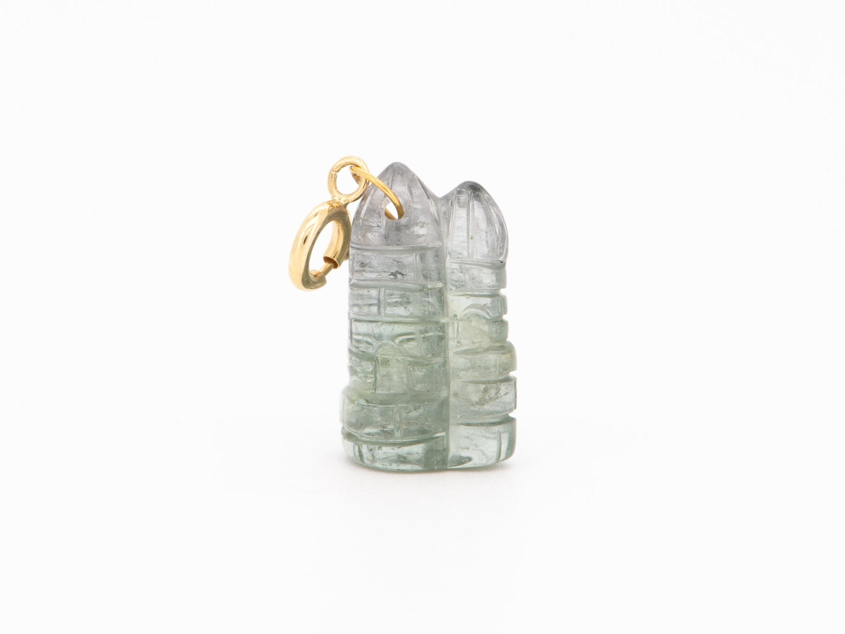 Tourmaline Castle Carving Pendant Charm with 18K Gold Bail R4659 Aurora Designer