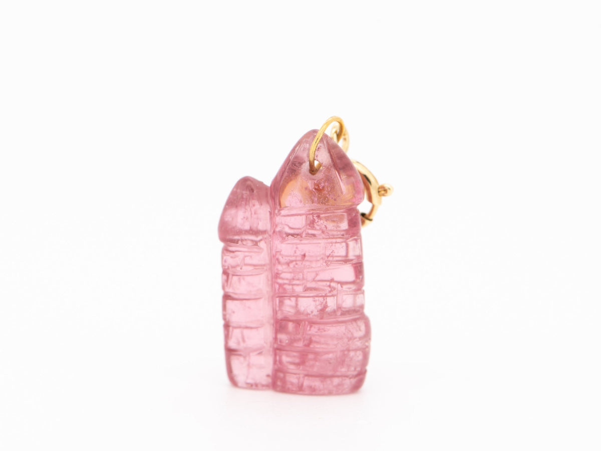 Tourmaline Castle Carving Pendant Charm with 18K Gold Bail R4659 Aurora Designer