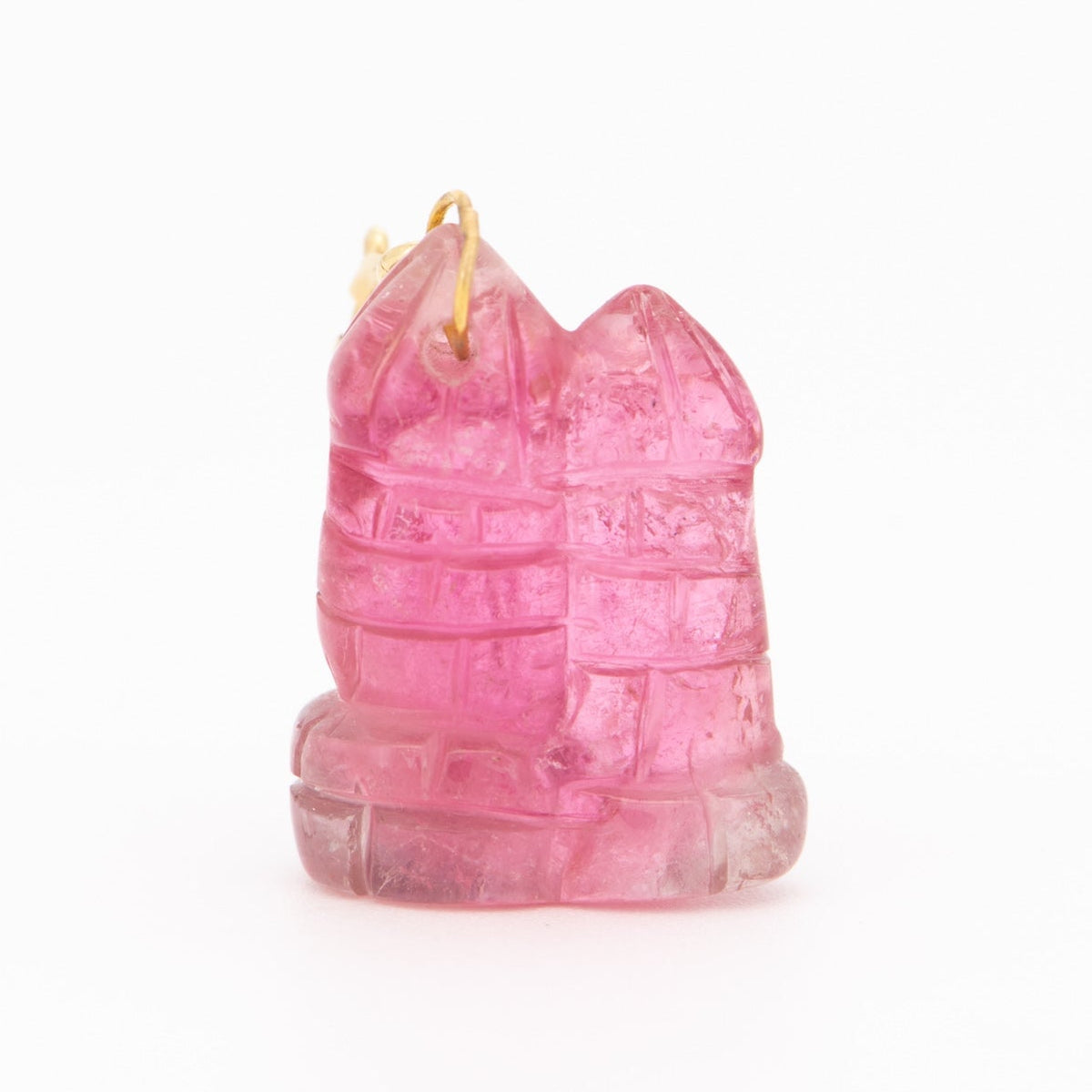 Tourmaline Castle Carving Pendant Charm with 18K Gold Bail R4659 Aurora Designer