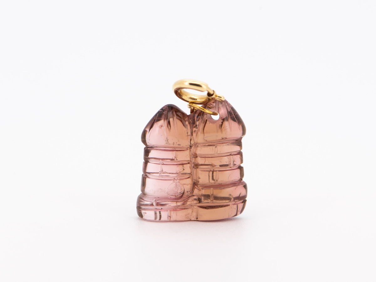 Tourmaline Castle Carving Pendant Charm with 18K Gold Bail R4659 Aurora Designer