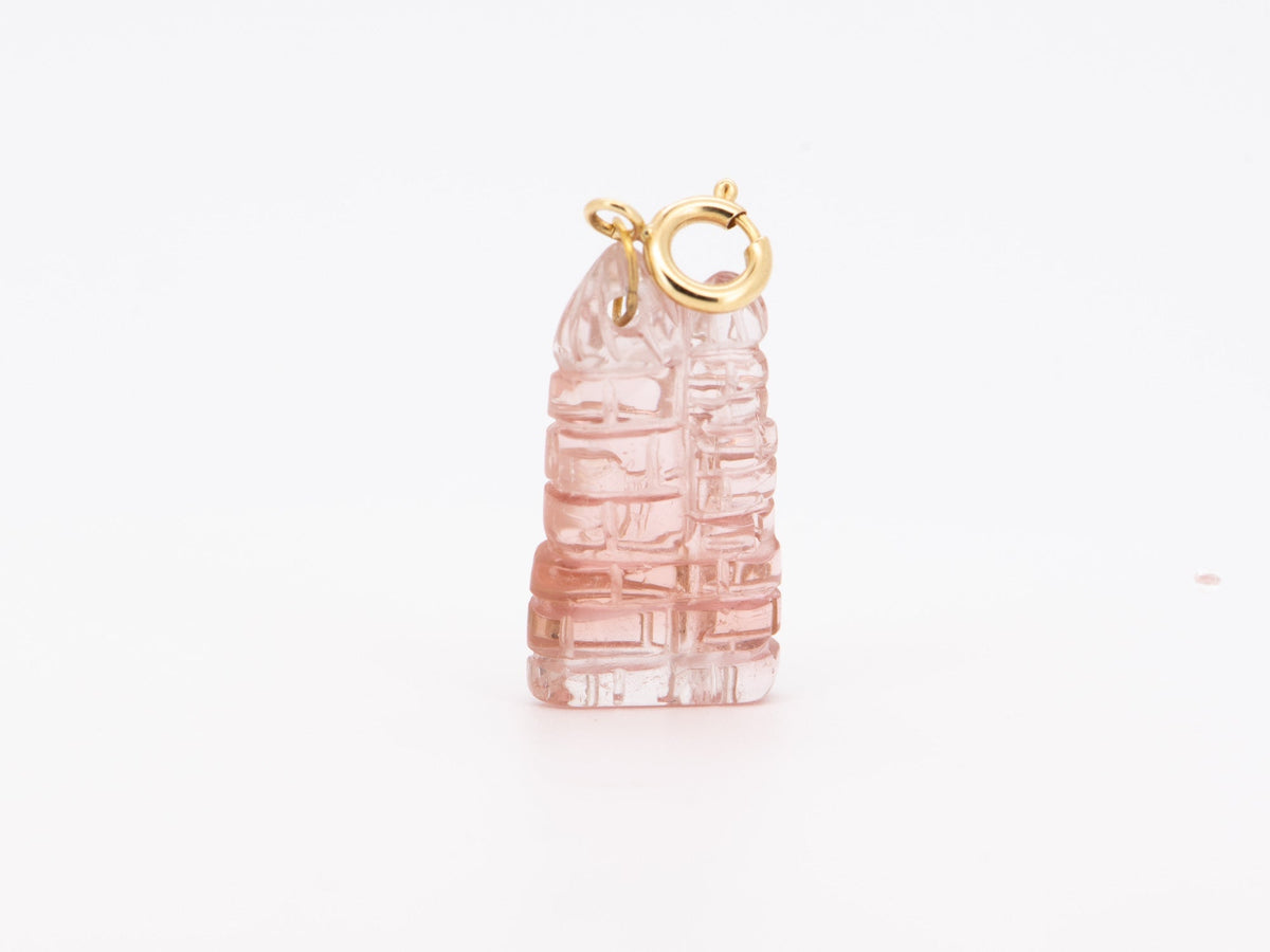 Tourmaline Castle Carving Pendant Charm with 18K Gold Bail R4659 Aurora Designer