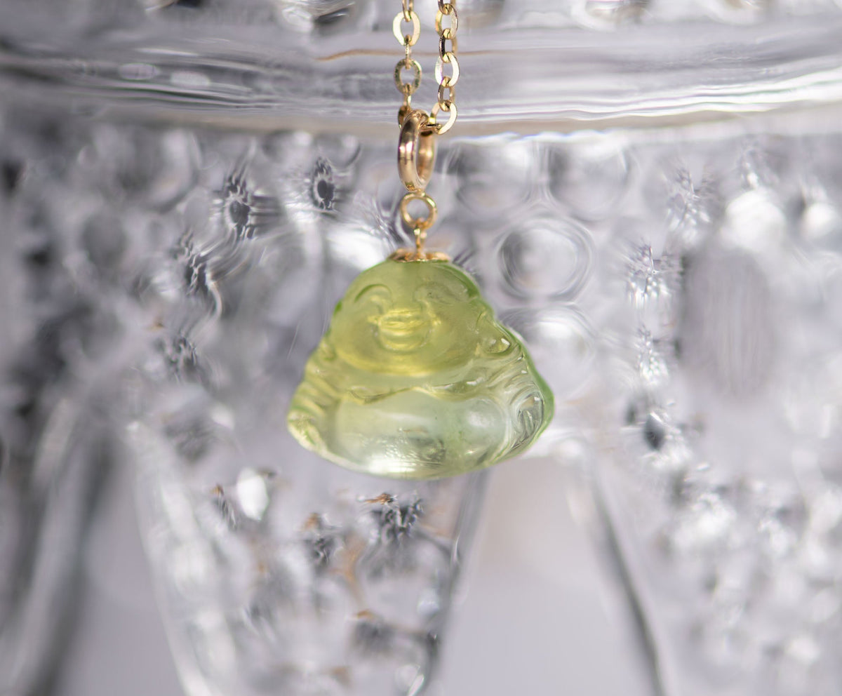 Tourmaline Smiling Buddha Pendant Charm with 18K Gold Bail R4660 Aurora Designer