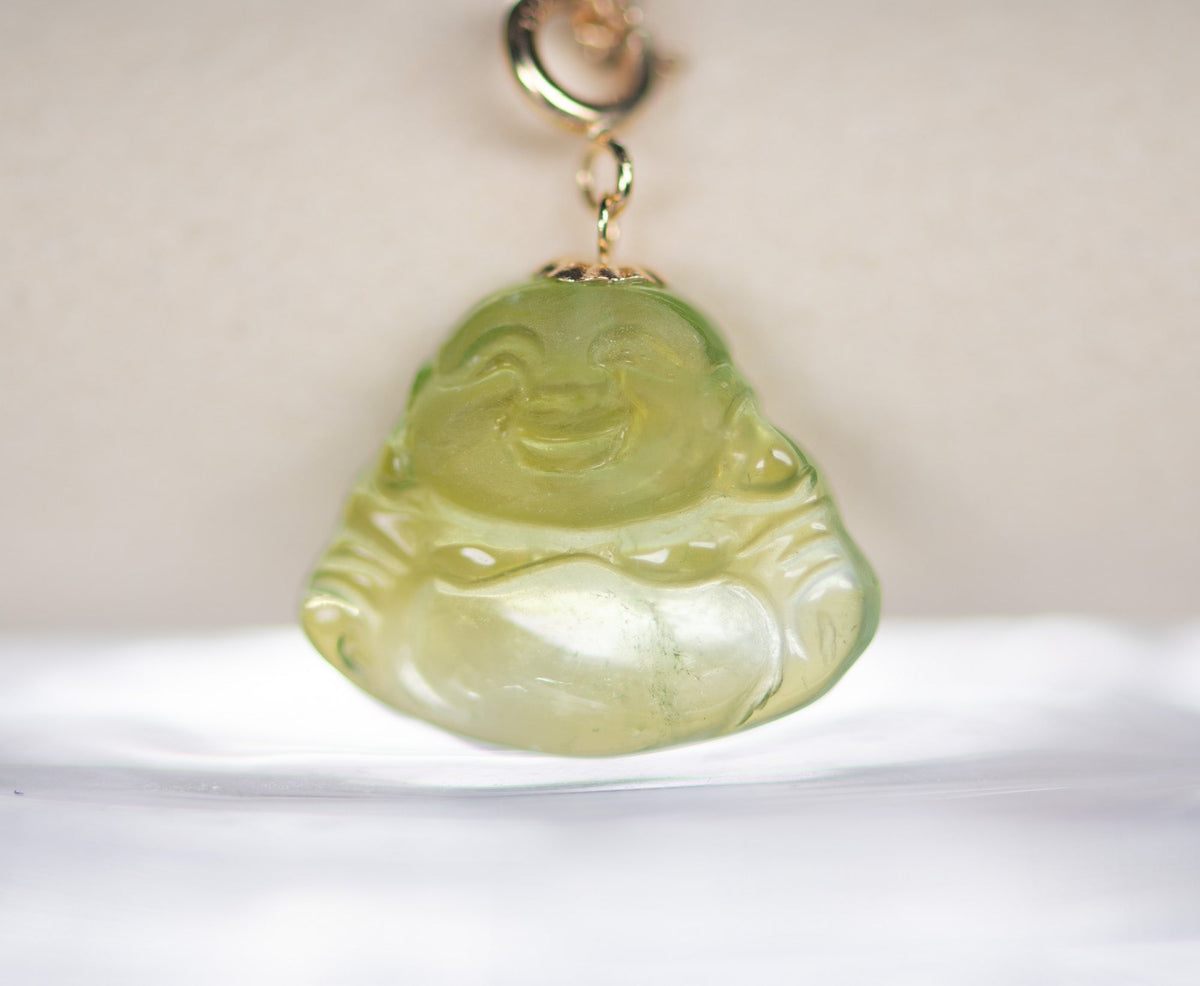 Tourmaline Smiling Buddha Pendant Charm with 18K Gold Bail R4660 Aurora Designer