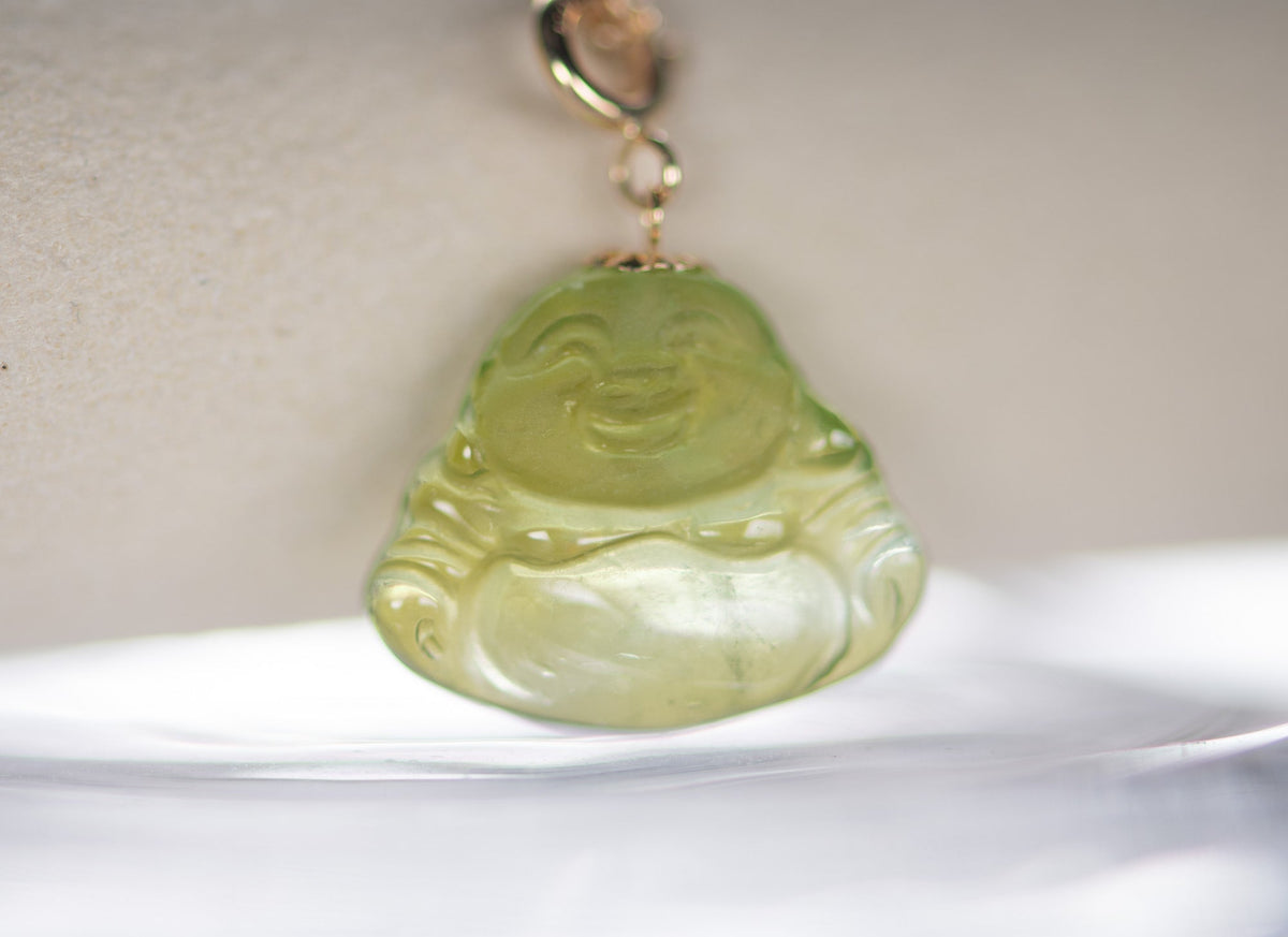Tourmaline Smiling Buddha Pendant Charm with 18K Gold Bail R4660 Aurora Designer