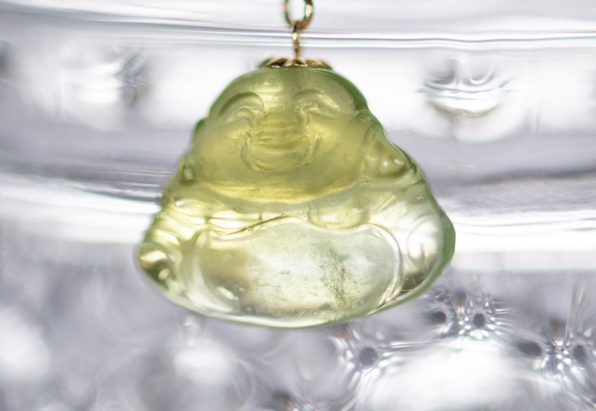 Tourmaline Smiling Buddha Pendant Charm with 18K Gold Bail R4660 Aurora Designer