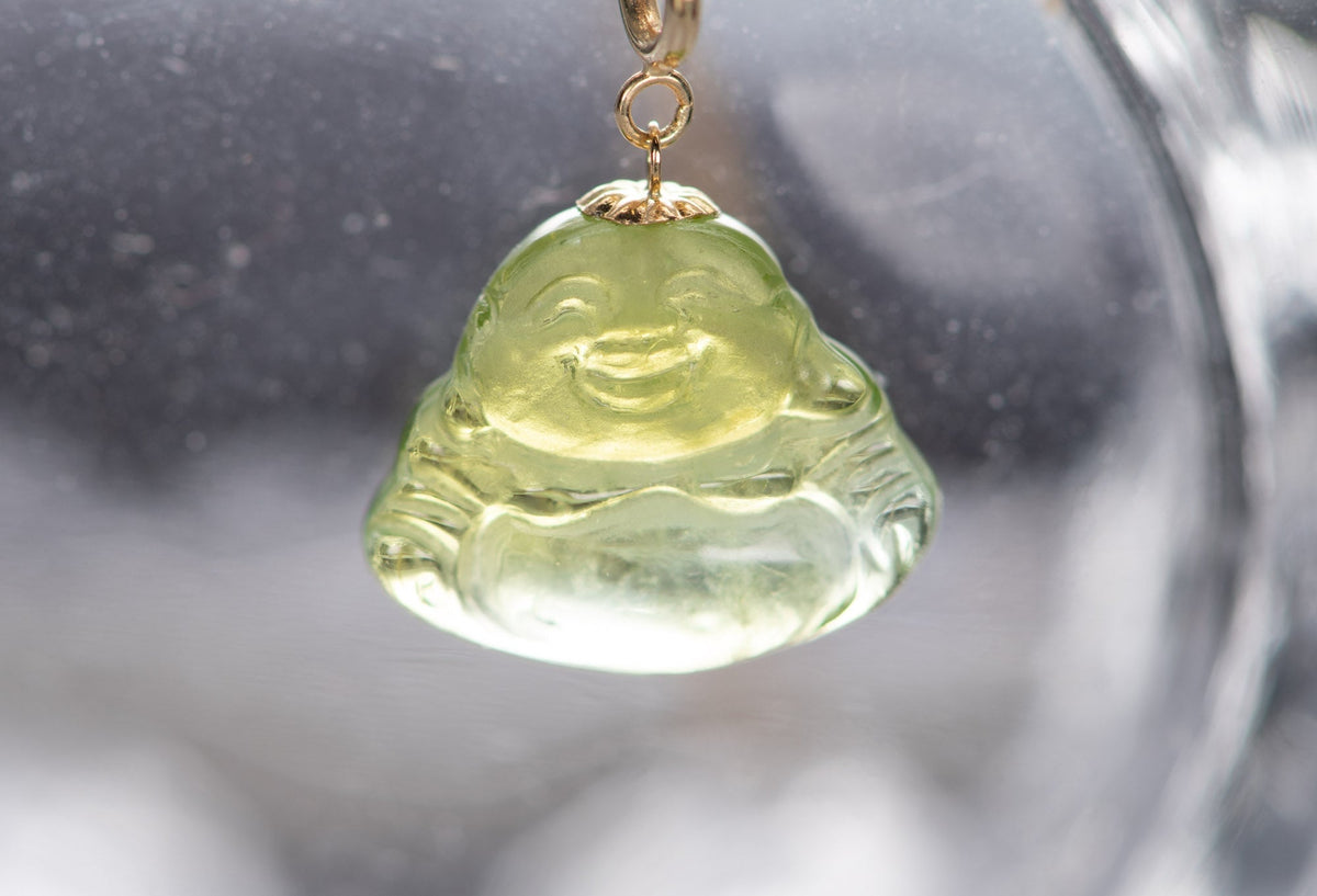 Tourmaline Smiling Buddha Pendant Charm with 18K Gold Bail R4660 Aurora Designer