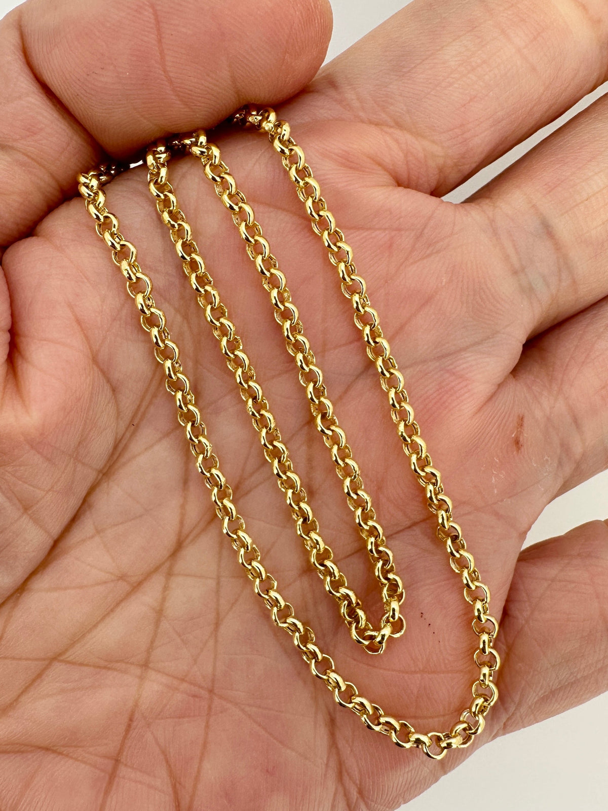 14K Gold 2.3mm Rolo Belcher Chain Necklace R4639 Aurora Designer