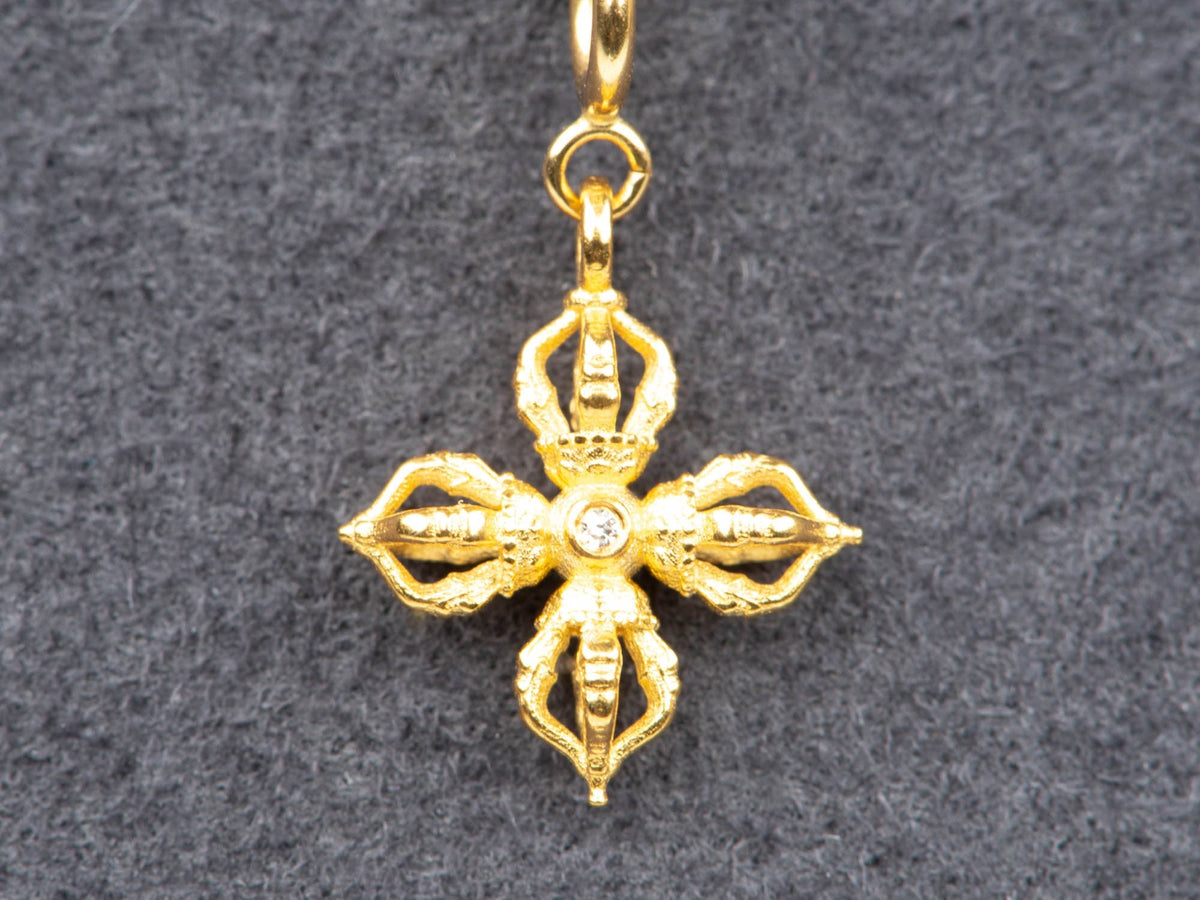 18K Gold Four-Sided Vajra with Diamond Accent R4664 Aurora Designer