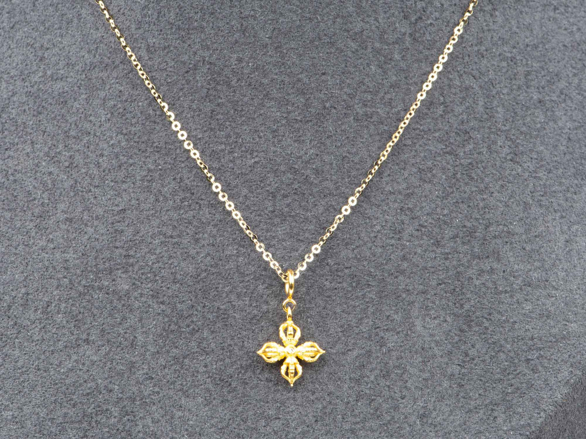 18K Gold Four-Sided Vajra with Diamond Accent R4664 Aurora Designer