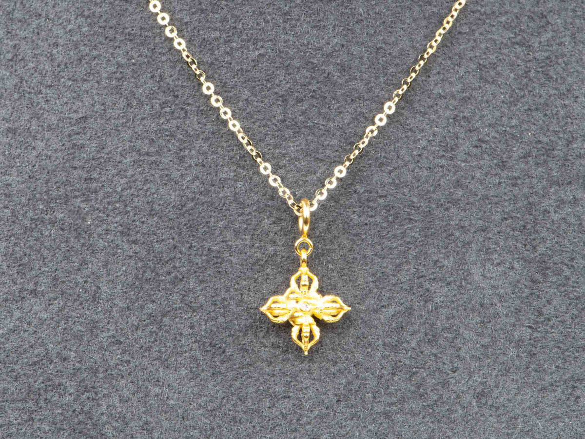18K Gold Four-Sided Vajra with Diamond Accent R4664 Aurora Designer
