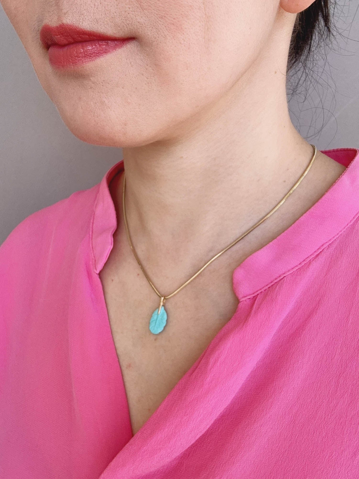 Natural Turquoise Leaf Pendant Charm with 18K Gold Bail Untreated 100% Earth Mined R4665 Aurora Designer