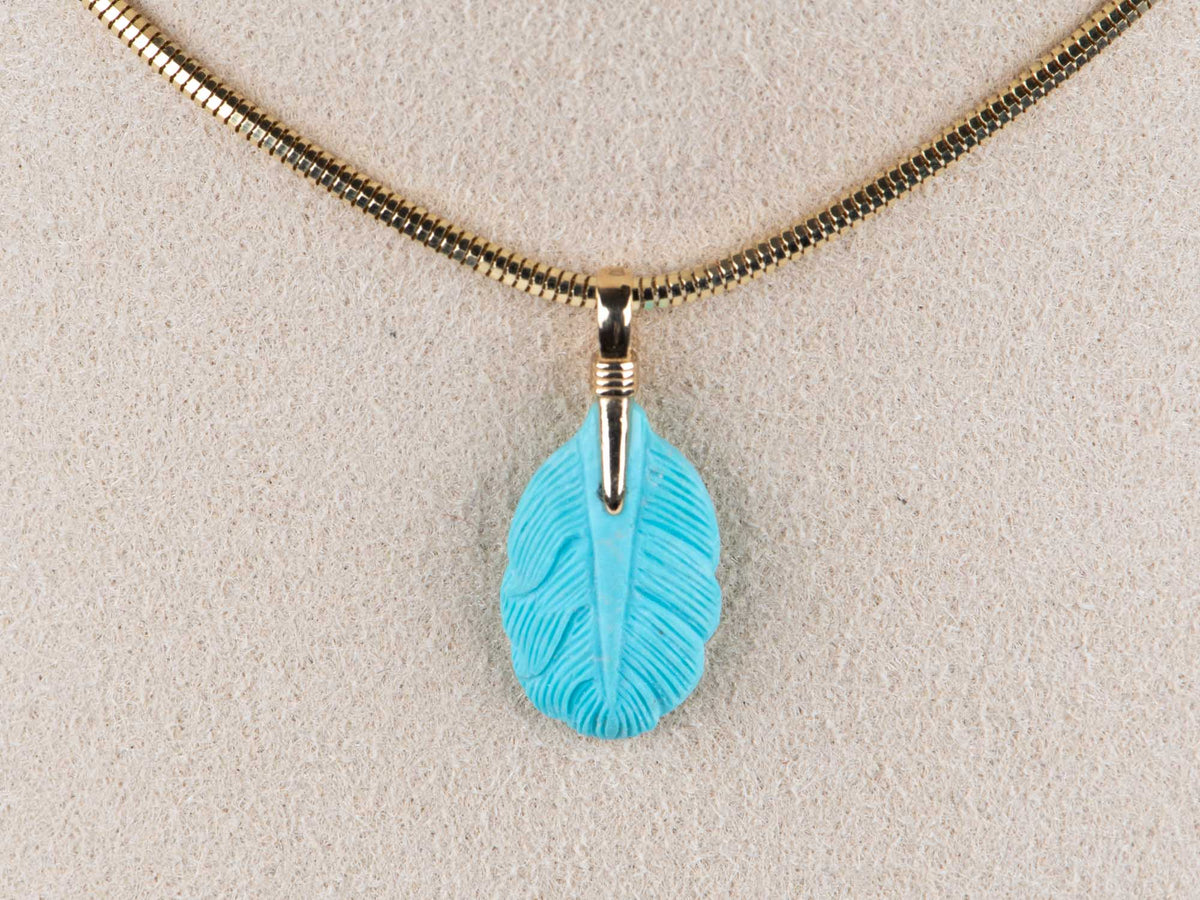 Natural Turquoise Leaf Pendant Charm with 18K Gold Bail Untreated 100% Earth Mined R4665 Aurora Designer