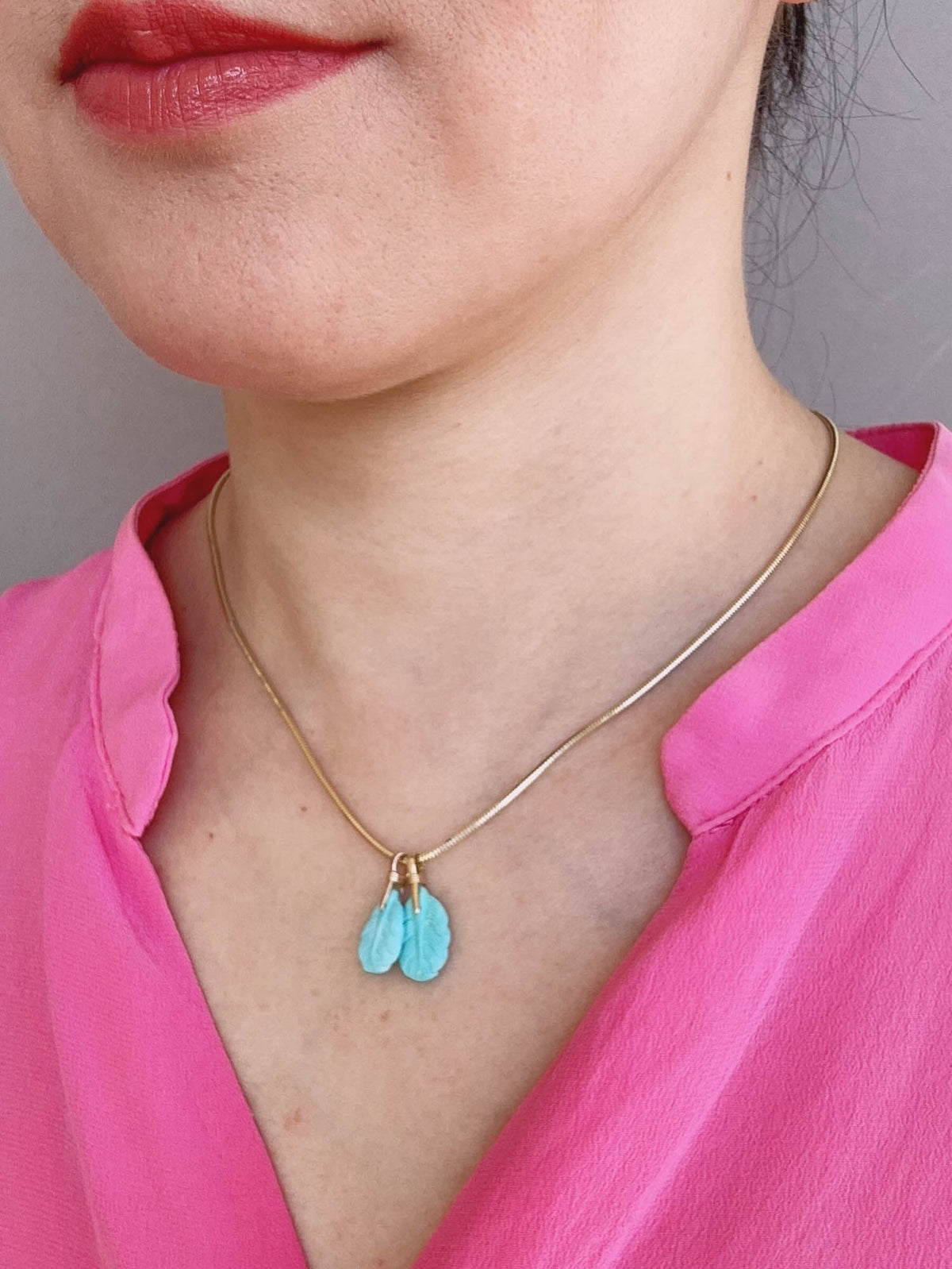 Natural Turquoise Leaf Pendant Charm with 18K Gold Bail Untreated 100% Earth Mined R4665 Aurora Designer