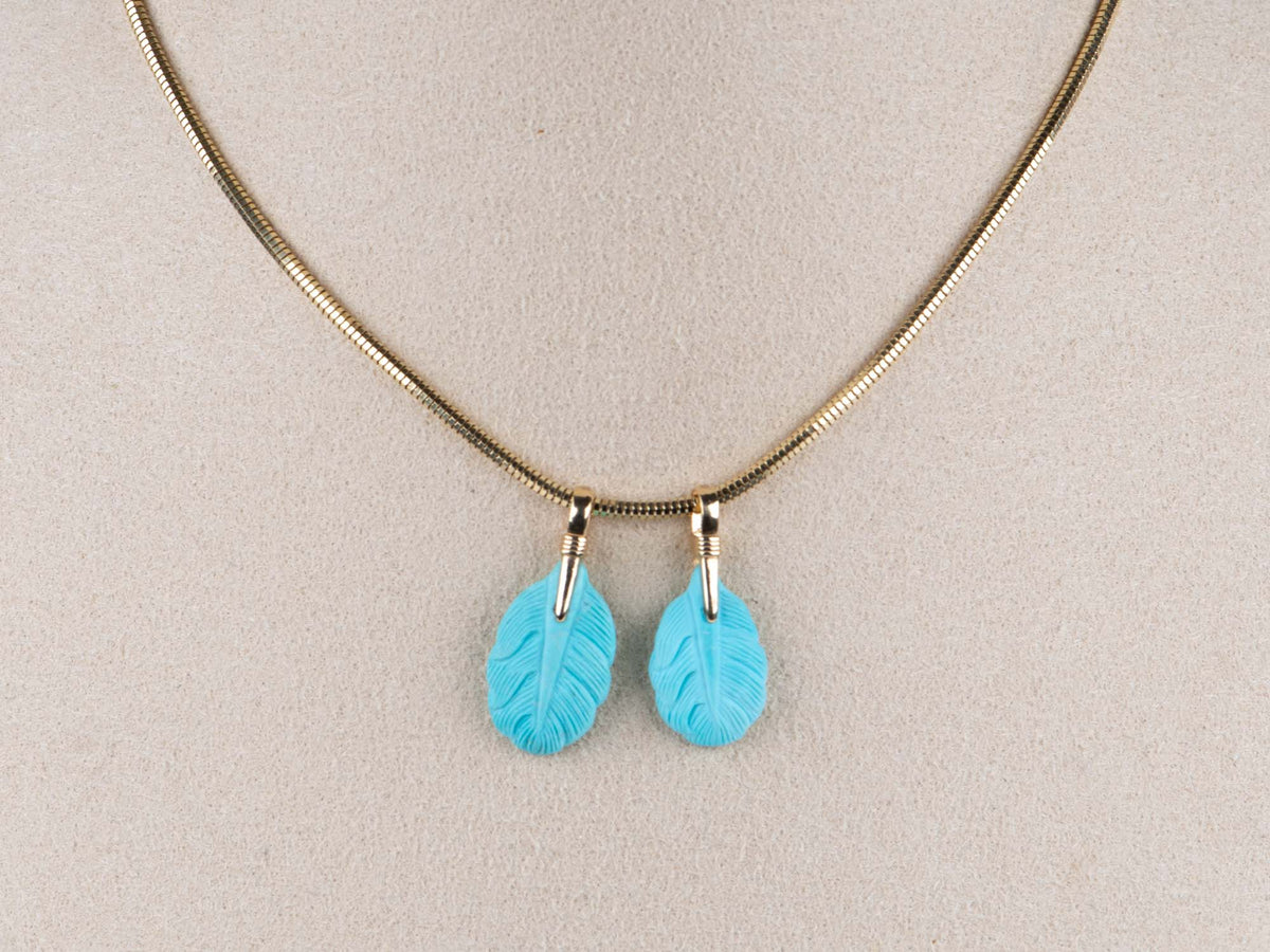 Natural Turquoise Leaf Pendant Charm with 18K Gold Bail Untreated 100% Earth Mined R4665 Aurora Designer