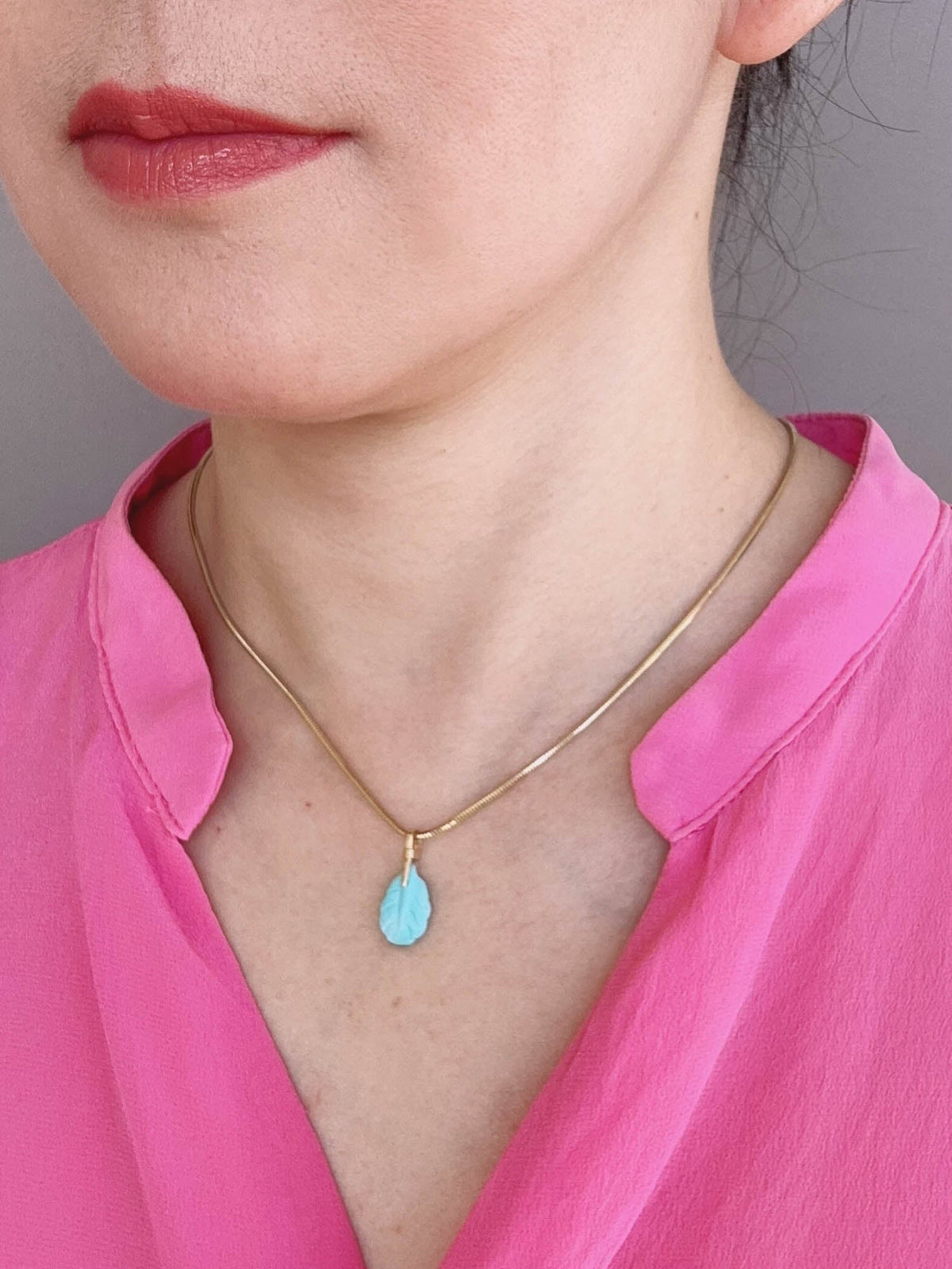 Natural Turquoise Leaf Pendant Charm with 18K Gold Bail Untreated 100% Earth Mined R4665 Aurora Designer