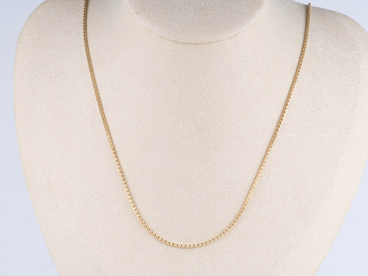 18K Gold Box Chain Necklace 21.5" Fully Adjustable with Sliding Bead 4g+ R4667 Aurora Designer