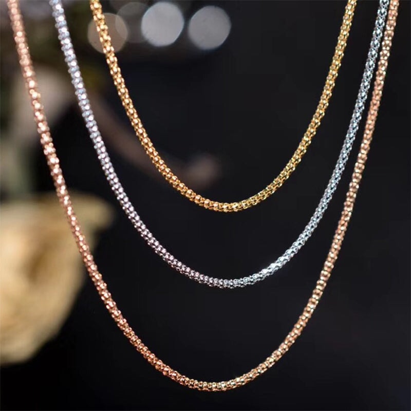 18K Gold Box Chain Necklace 21.5" Fully Adjustable with Sliding Bead 4g+ R4667 Aurora Designer