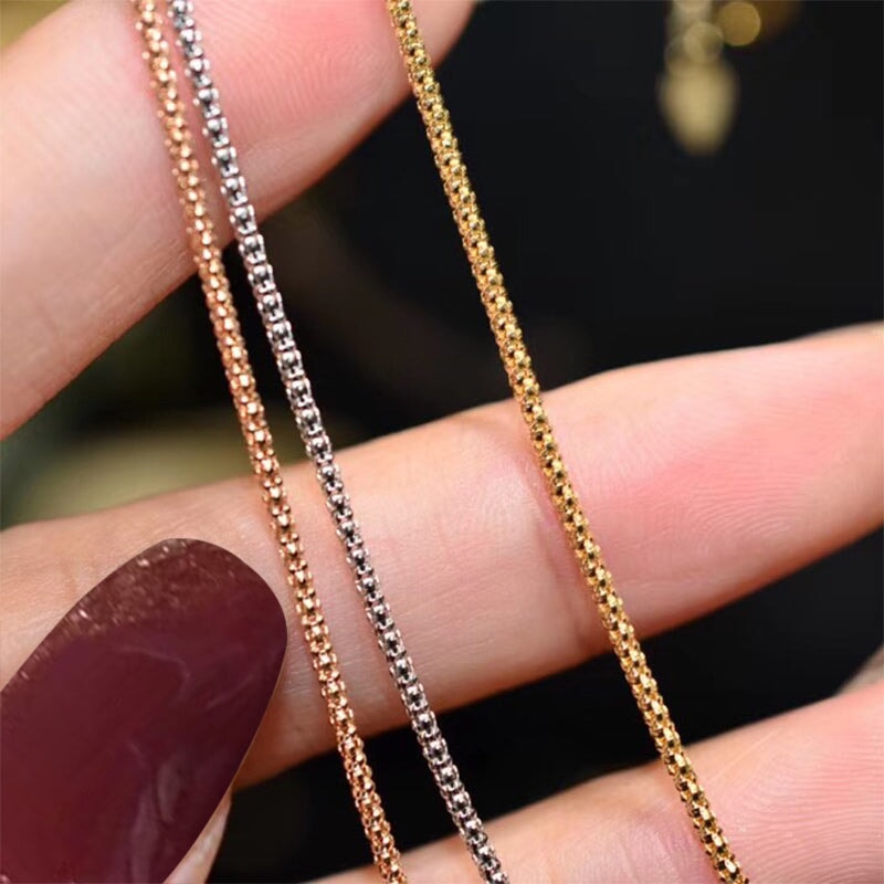 18K Gold Box Chain Necklace 21.5" Fully Adjustable with Sliding Bead 4g+ R4667 Aurora Designer