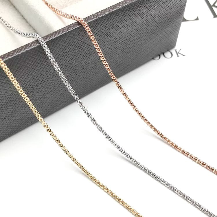 18K Gold Box Chain Necklace 21.5" Fully Adjustable with Sliding Bead 4g+ R4667 Aurora Designer