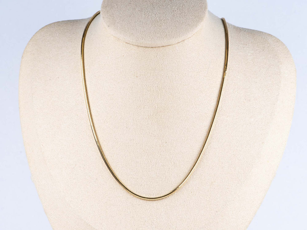 18K Gold Heavy Snake Chain Necklace Chain 18" Fully Adjustable with Sliding Bead 6g R4668 Aurora Designer