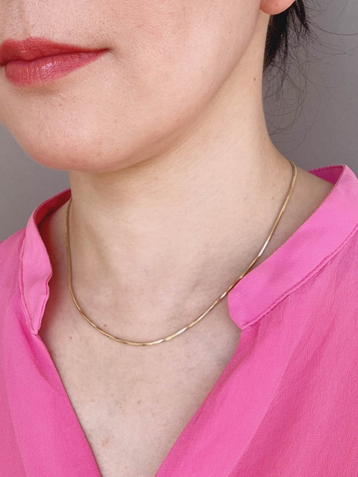 18K Gold Heavy Snake Chain Necklace Chain 18" Fully Adjustable with Sliding Bead 6g R4668 Aurora Designer